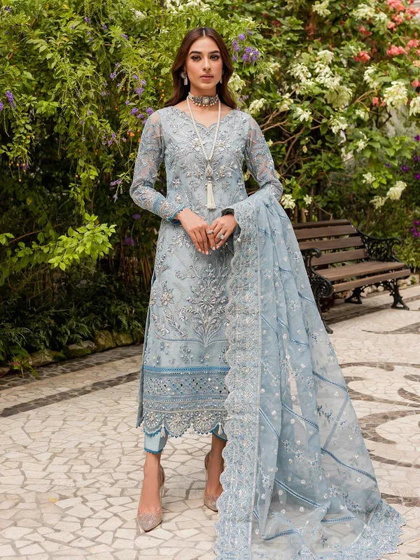 Gulaal Luxury Pret Blue Raw Silk – view 1 – Poshaq