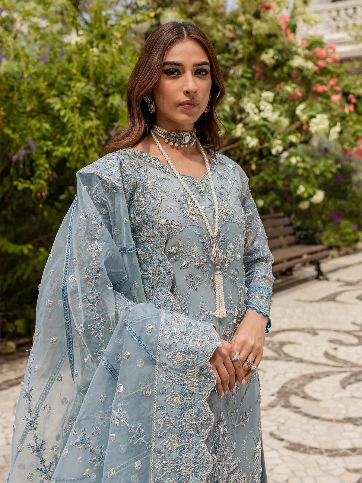 Gulaal Luxury Pret Blue Raw Silk – view 3 – Poshaq