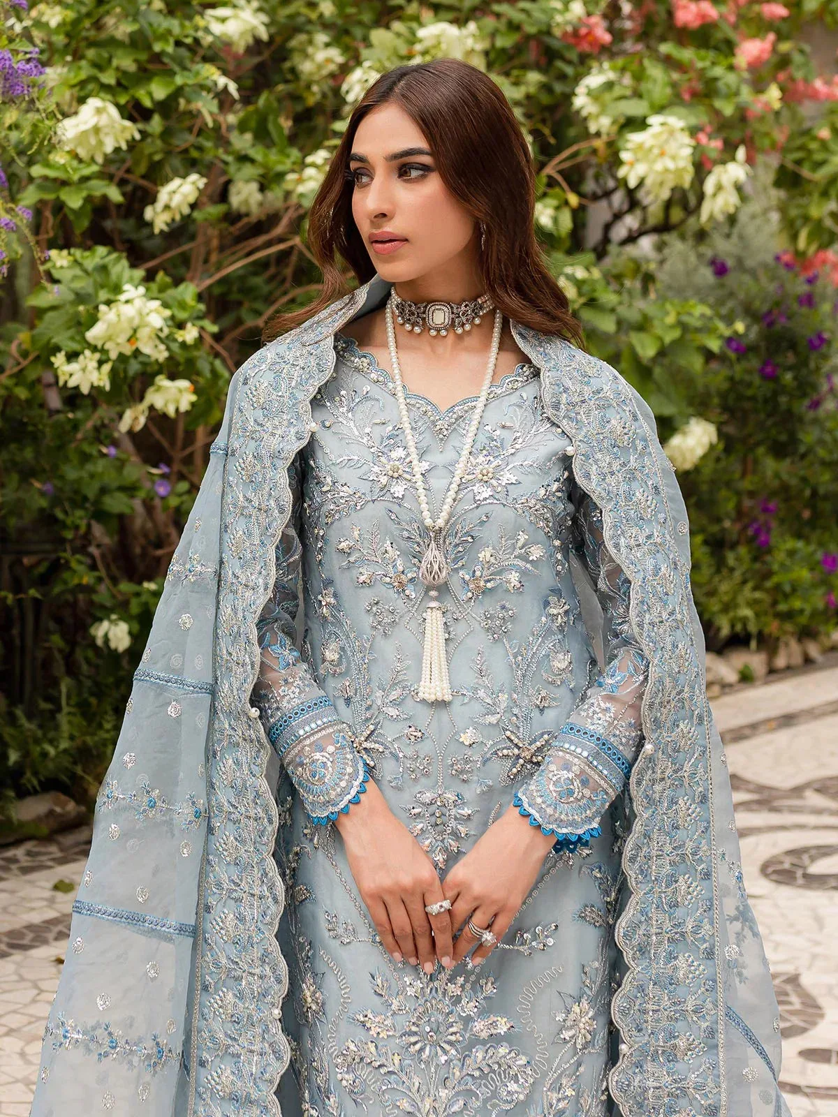 Gulaal Luxury Pret Blue Raw Silk – view 5 – Poshaq