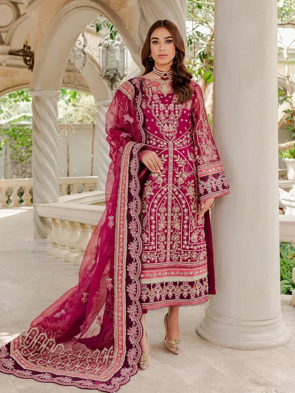 Gulaal Luxury Pret Plum Raw Silk – view 1 – Poshaq