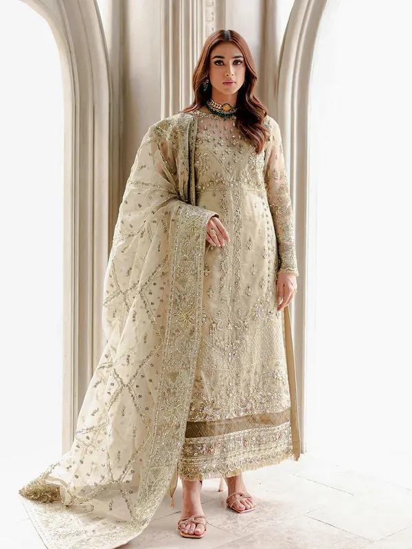 Gulaal Luxury Pret Gold Raw Silk – view 1 – Poshaq