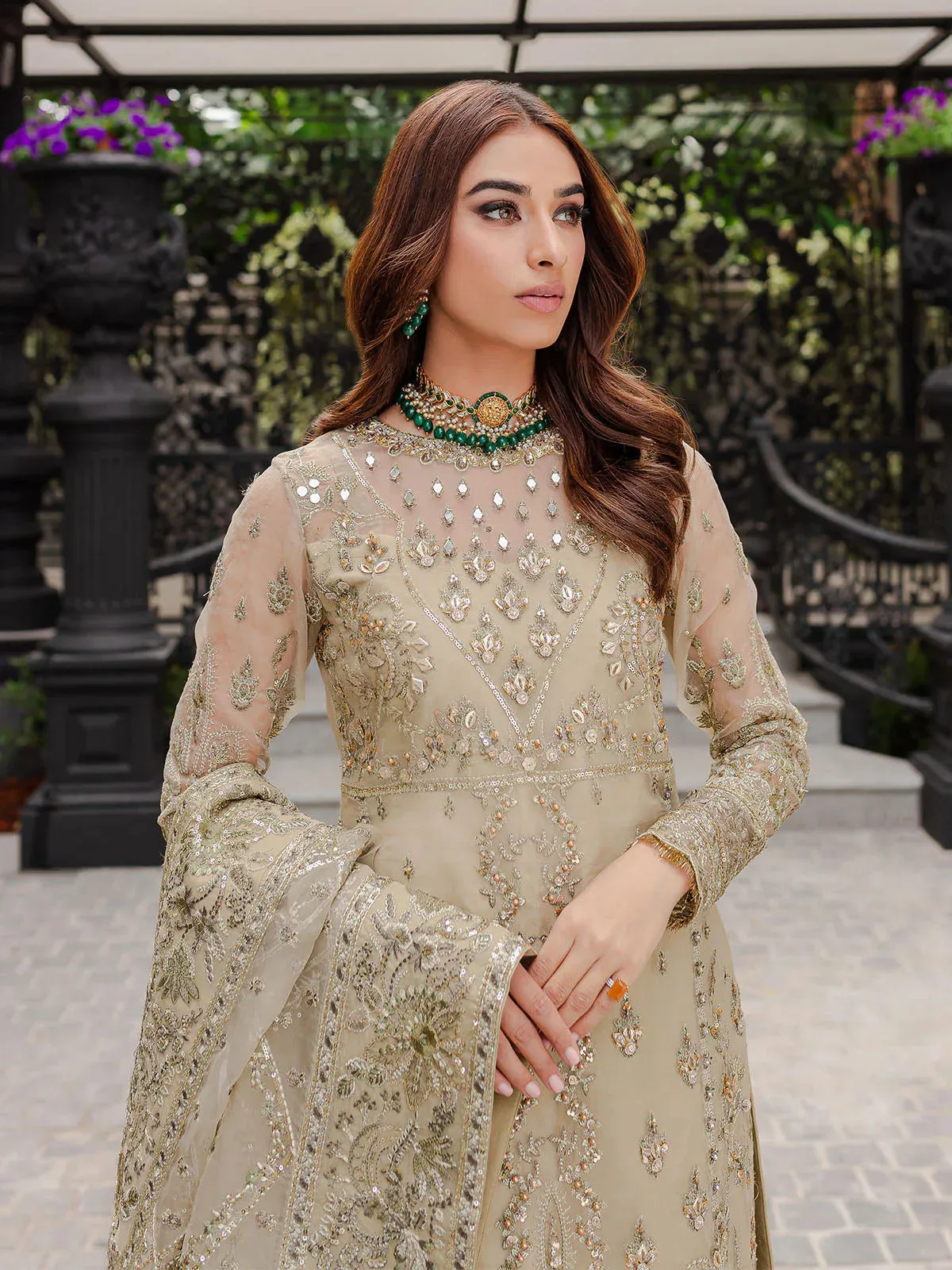 Gulaal Luxury Pret Gold Raw Silk – view 3 – Poshaq