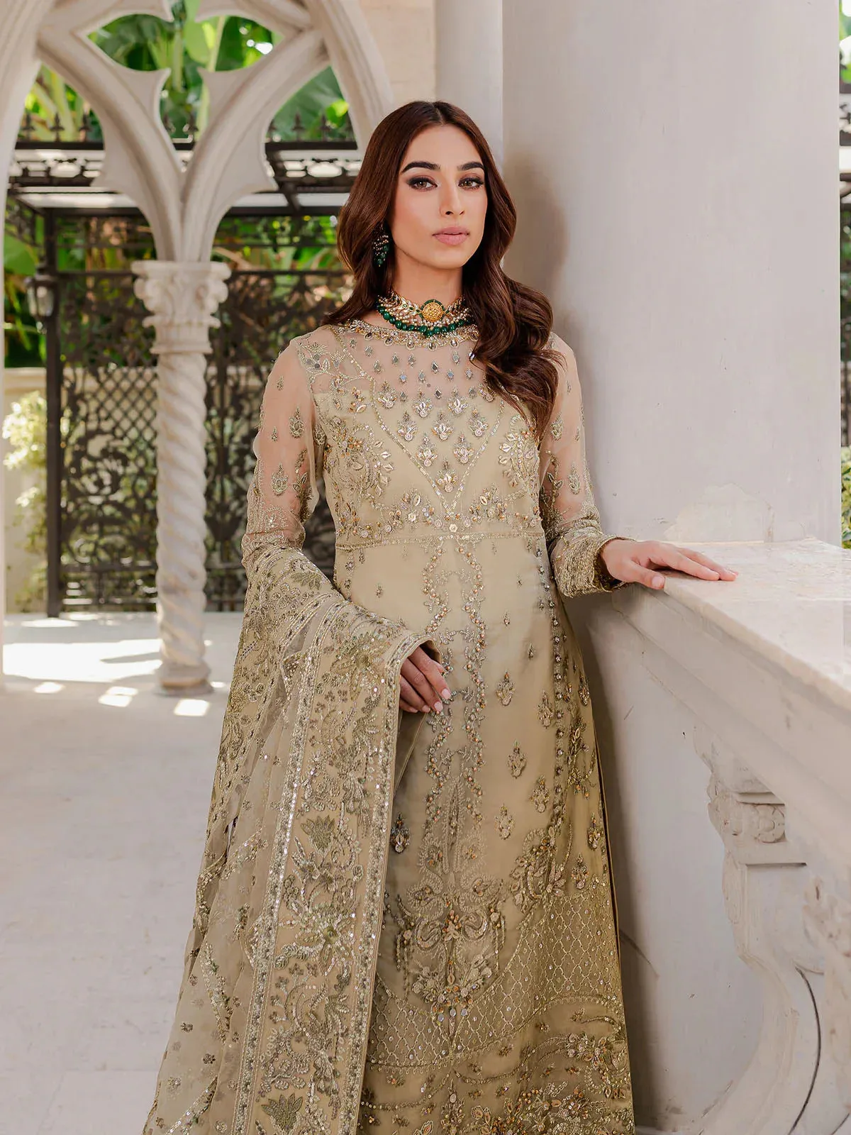 Gulaal Luxury Pret Gold Raw Silk – view 8 – Poshaq