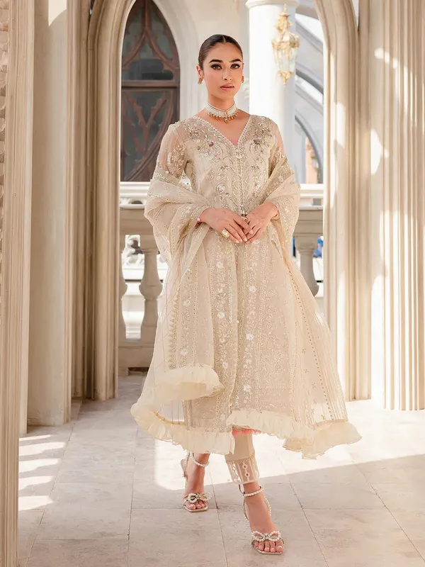 Gulaal Luxury Pret White Raw Silk – view 1 – Poshaq