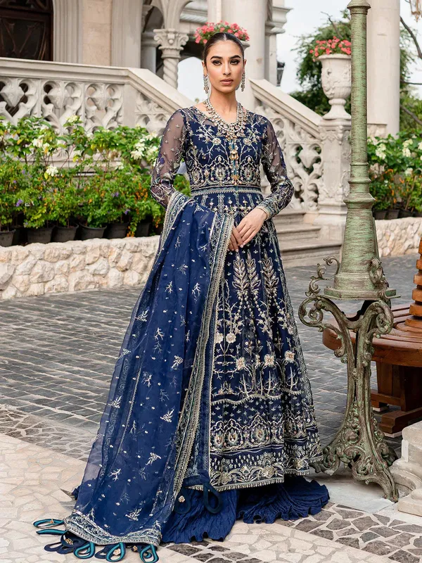 Gulaal Luxury Pret Blue Raw Silk – view 1 – Poshaq