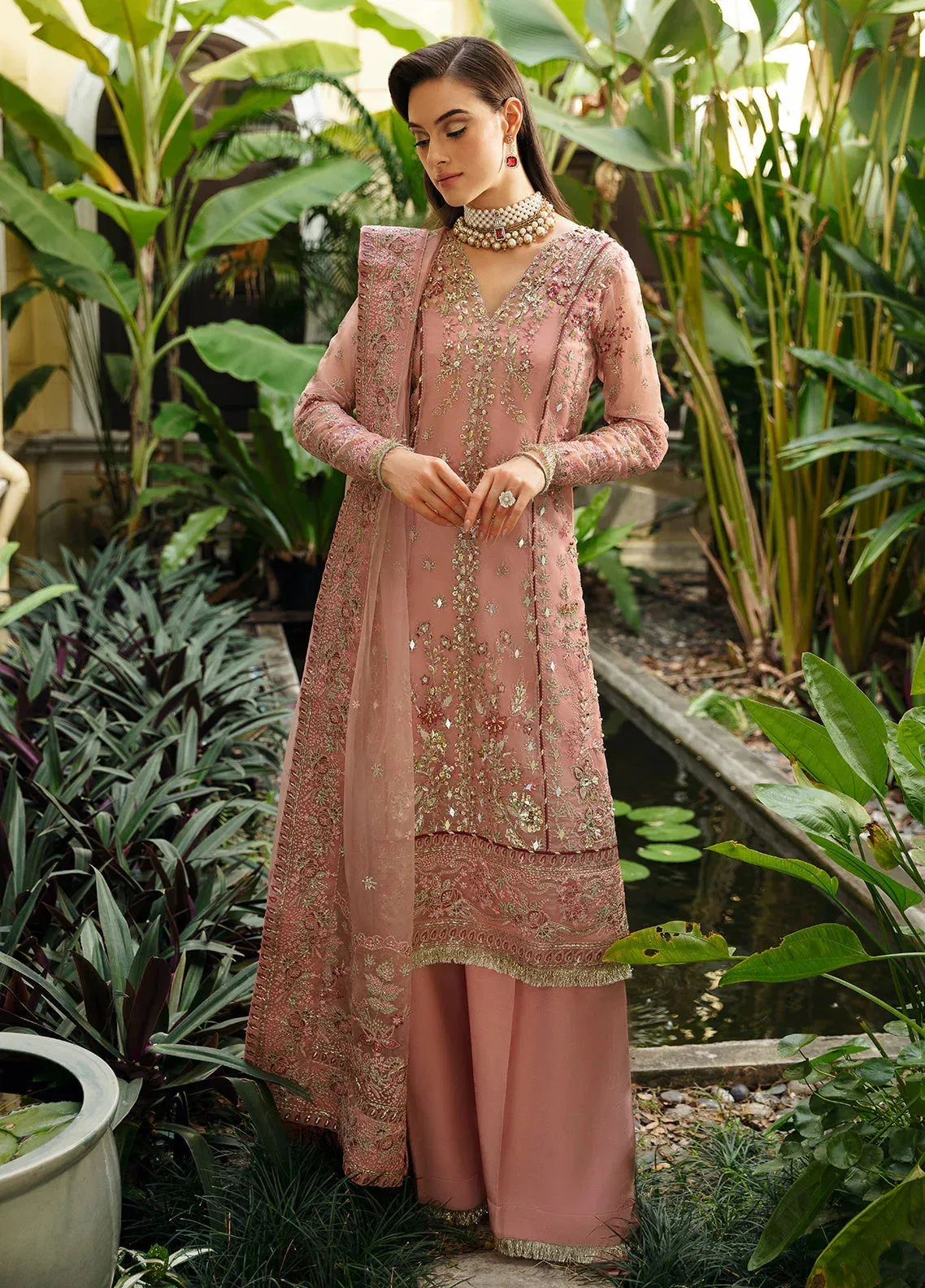 Gulaal Luxury Pret Pink Raw Silk – view 1 – Poshaq