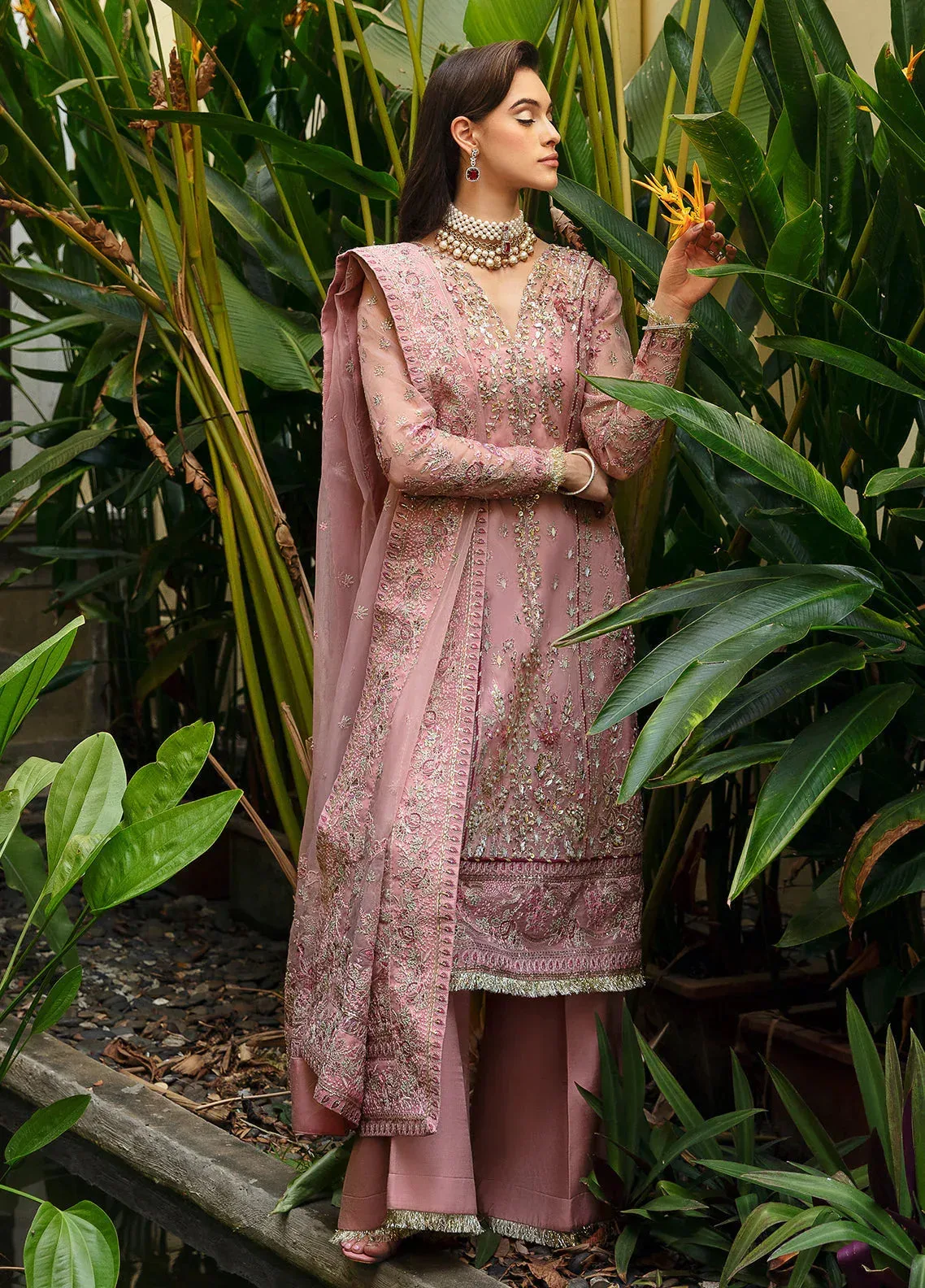 Gulaal Luxury Pret Pink Raw Silk – view 4 – Poshaq