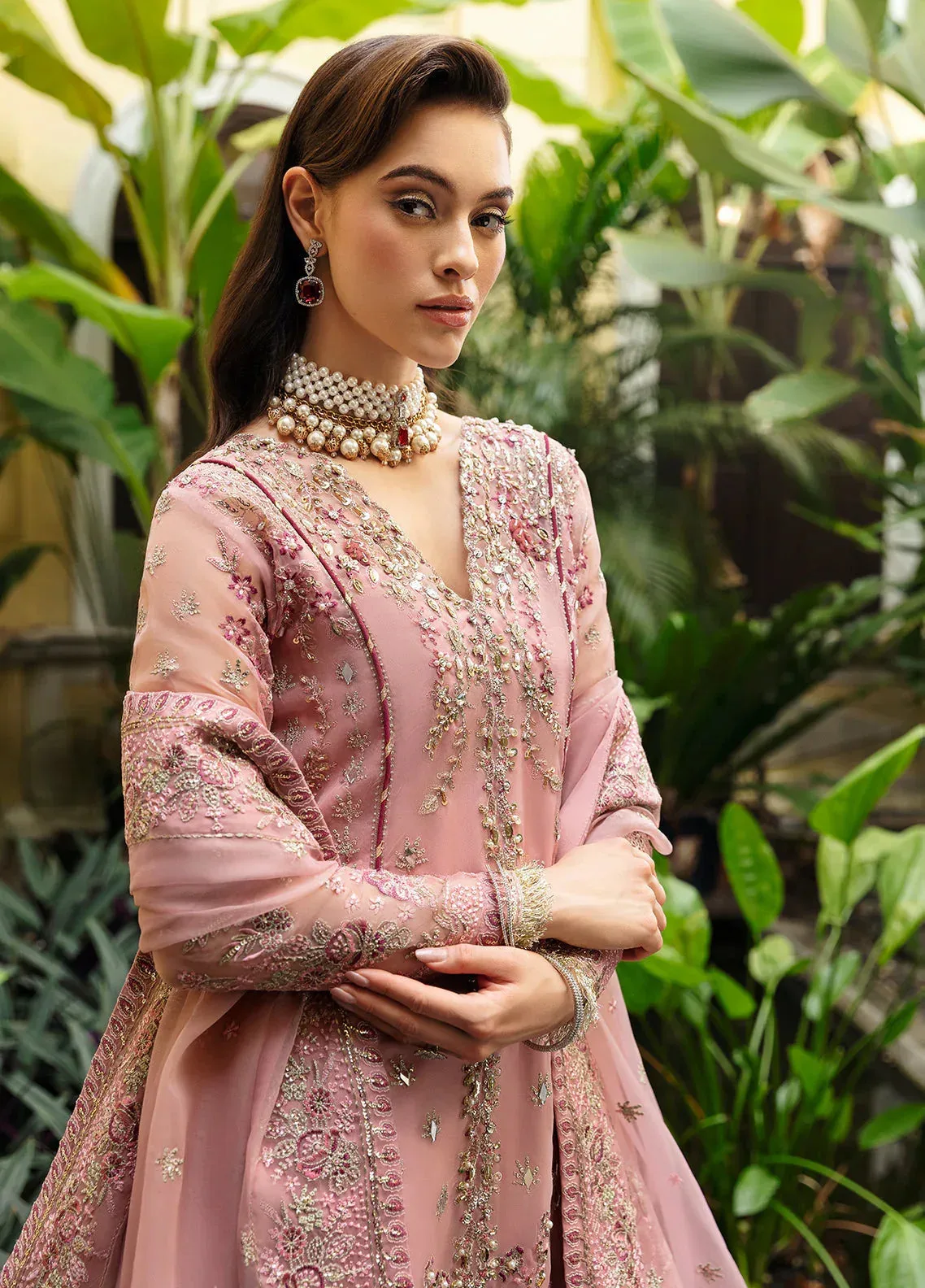 Gulaal Luxury Pret Pink Raw Silk – view 5 – Poshaq