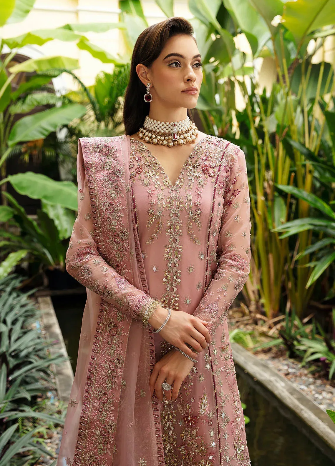 Gulaal Luxury Pret Pink Raw Silk – view 6 – Poshaq