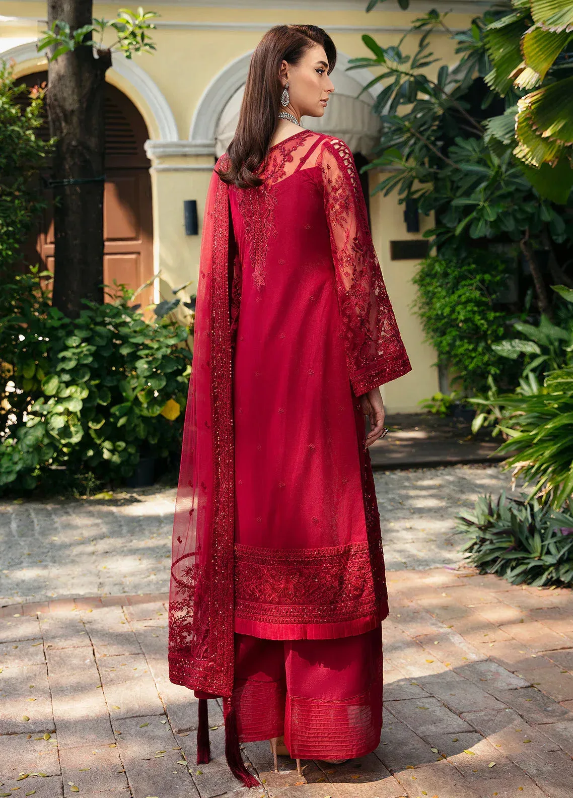 Gulaal Luxury Pret Red Raw Silk – view 2 – Poshaq