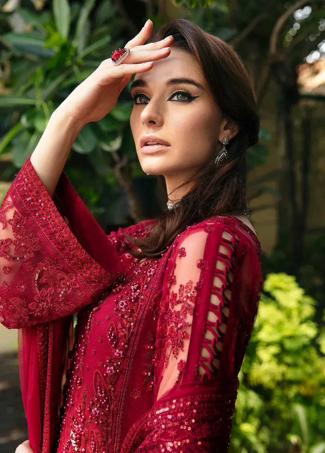 Gulaal Luxury Pret Red Raw Silk – view 4 – Poshaq