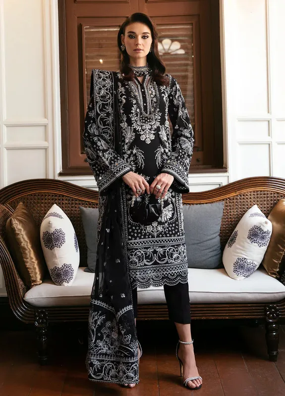 Gulaal Luxury Pret Black Raw Silk – view 1 – Poshaq