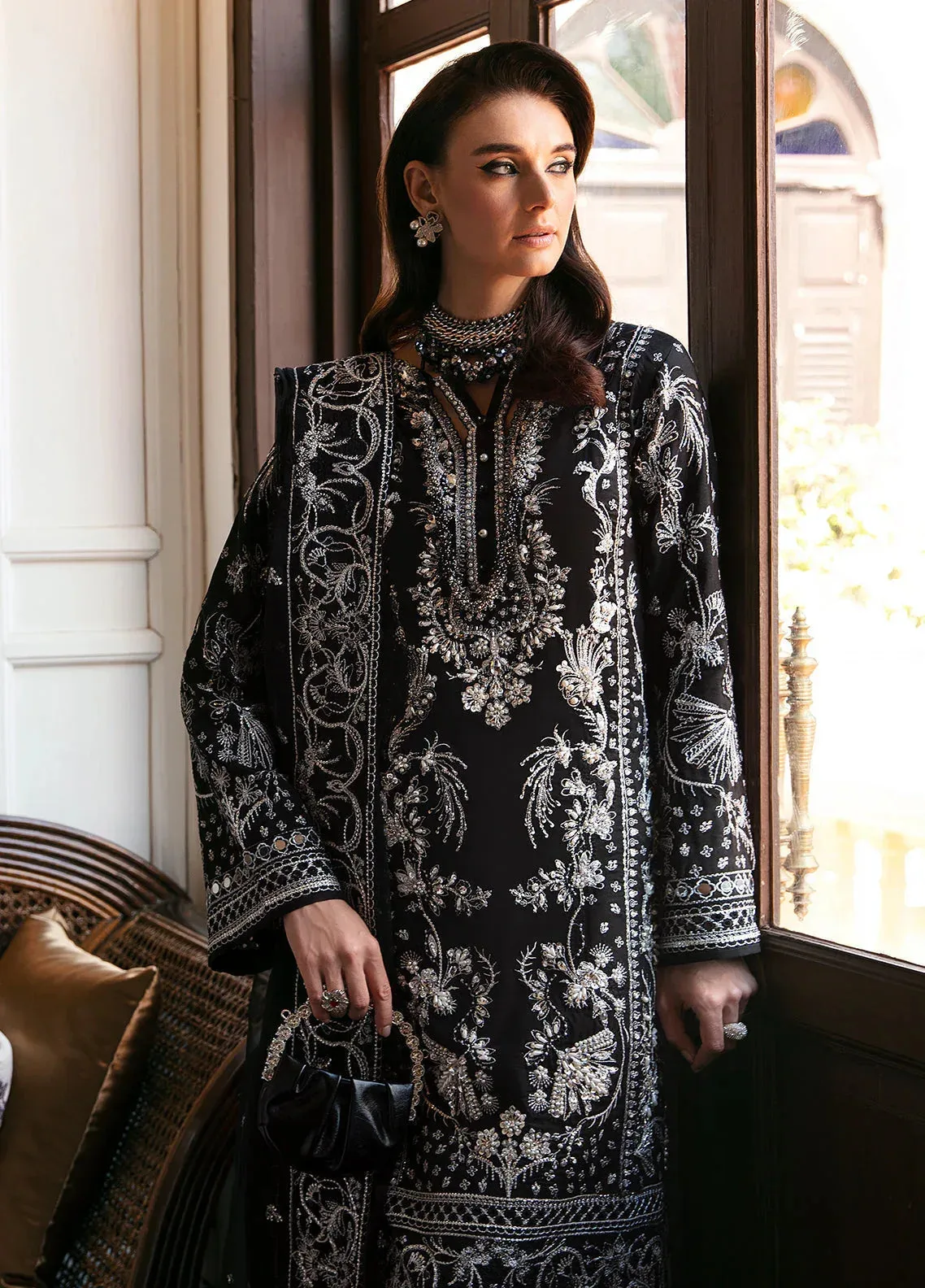 Gulaal Luxury Pret Black Raw Silk – view 6 – Poshaq