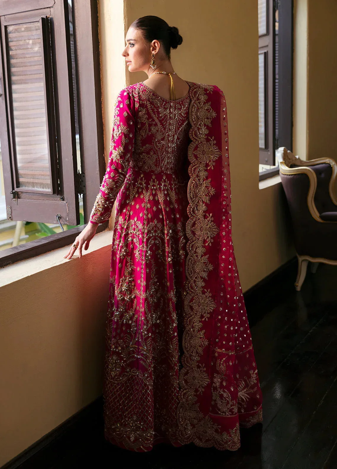 Gulaal Luxury Pret Pink Raw Silk – view 2 – Poshaq