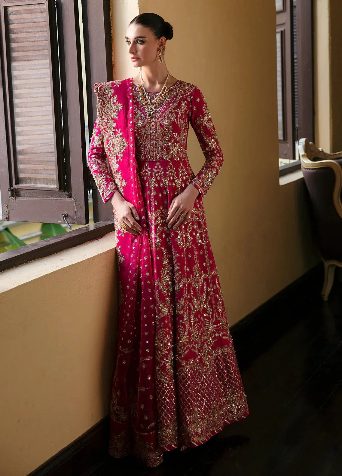 Gulaal Luxury Pret Pink Raw Silk – view 4 – Poshaq