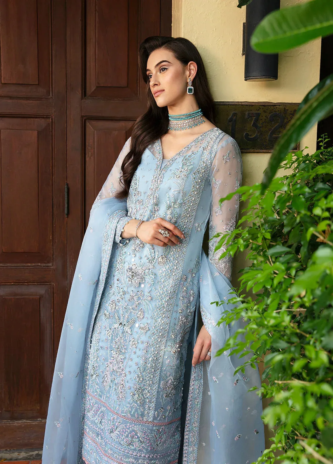 Gulaal Luxury Pret Blue Raw Silk – view 6 – Poshaq