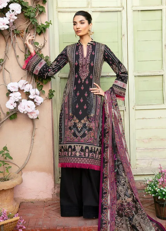 Gulaal Summer Glow Lawn 24 Black Organza – view 1 – Poshaq