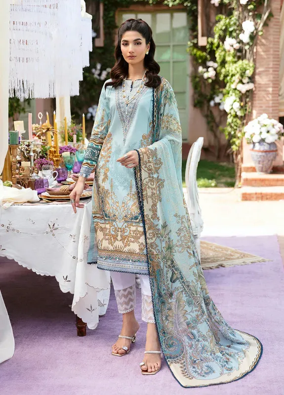 Gulaal Summer Glow Lawn 24 Blue Organza – view 1 – Poshaq