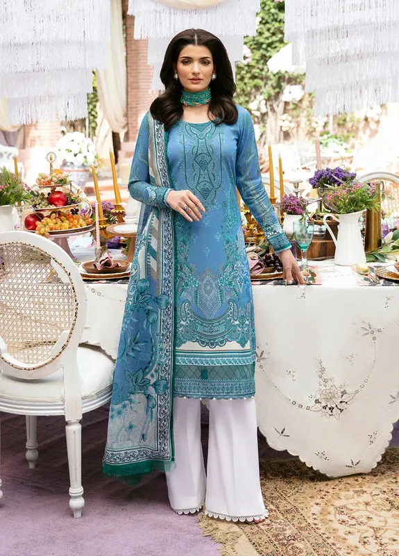 Gulaal Summer Glow Lawn 24 Blue Organza – view 1 – Poshaq
