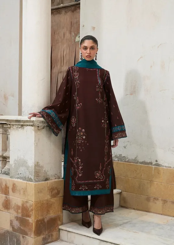 Hussain Rehar Khaddar Pret 25 Turquoise Khaddar – view 1 – Poshaq
