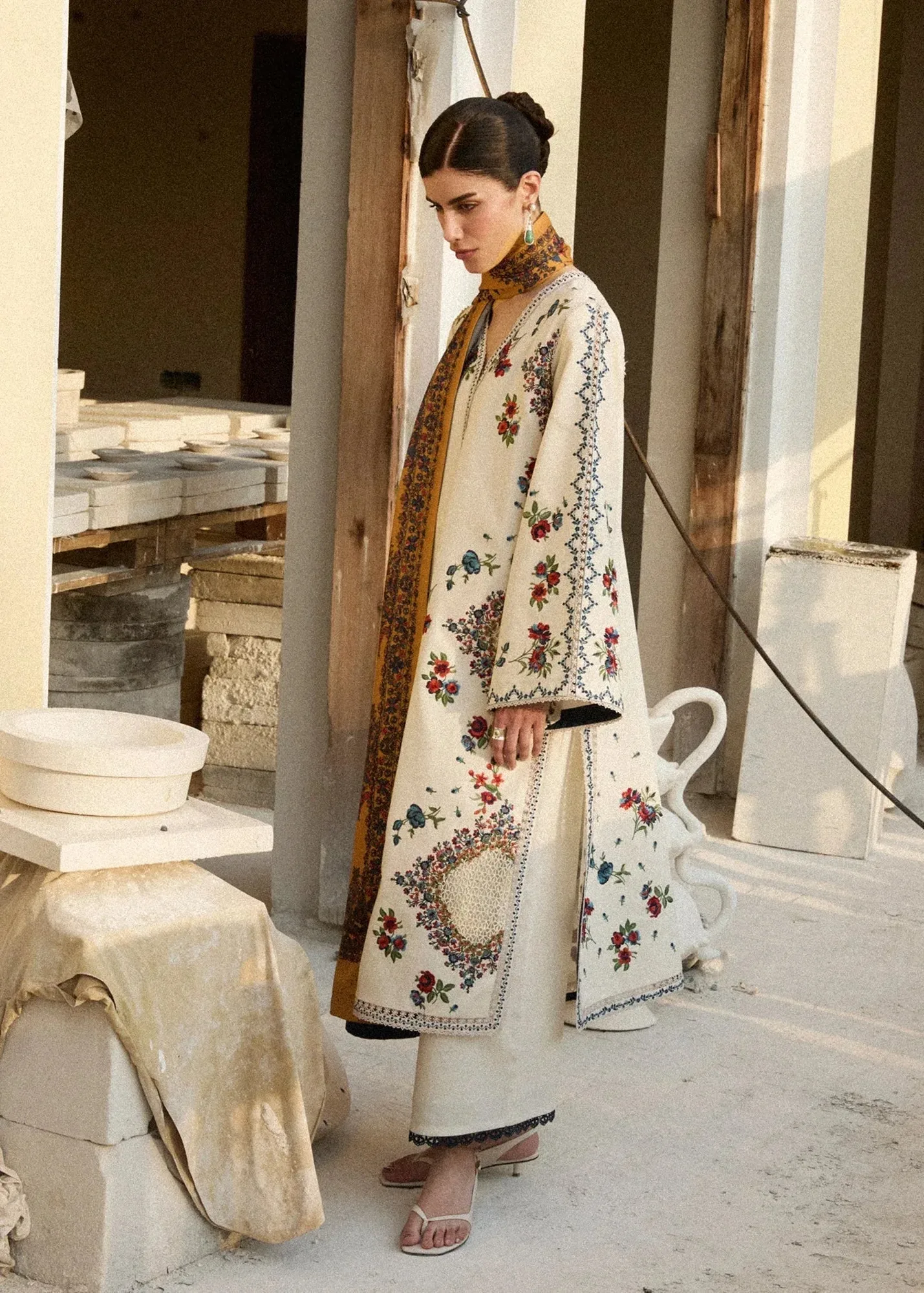 Hussain Rehar Khaddar Pret 25 Ivory Khaddar – view 4 – Poshaq