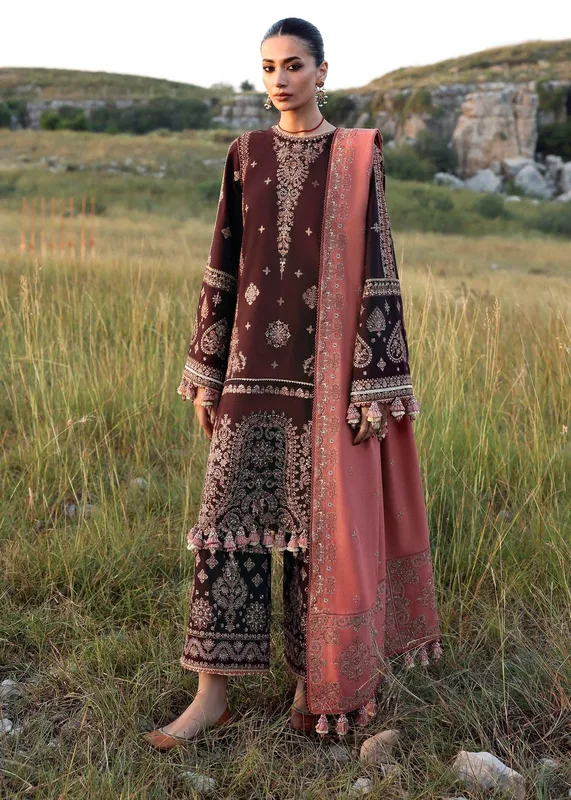 Hussain Rehar Khaddar 25 Rich Brown Khaddar – view 1 – Poshaq