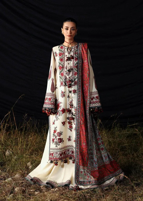 Hussain Rehar Khaddar 25 Ivory Khaddar – view 1 – Poshaq
