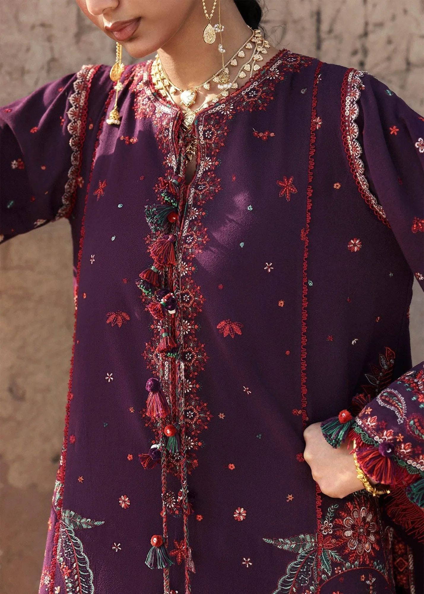 Hussain Rehar Karandi 25 Dark Purple Chiffon – view 7 – Poshaq