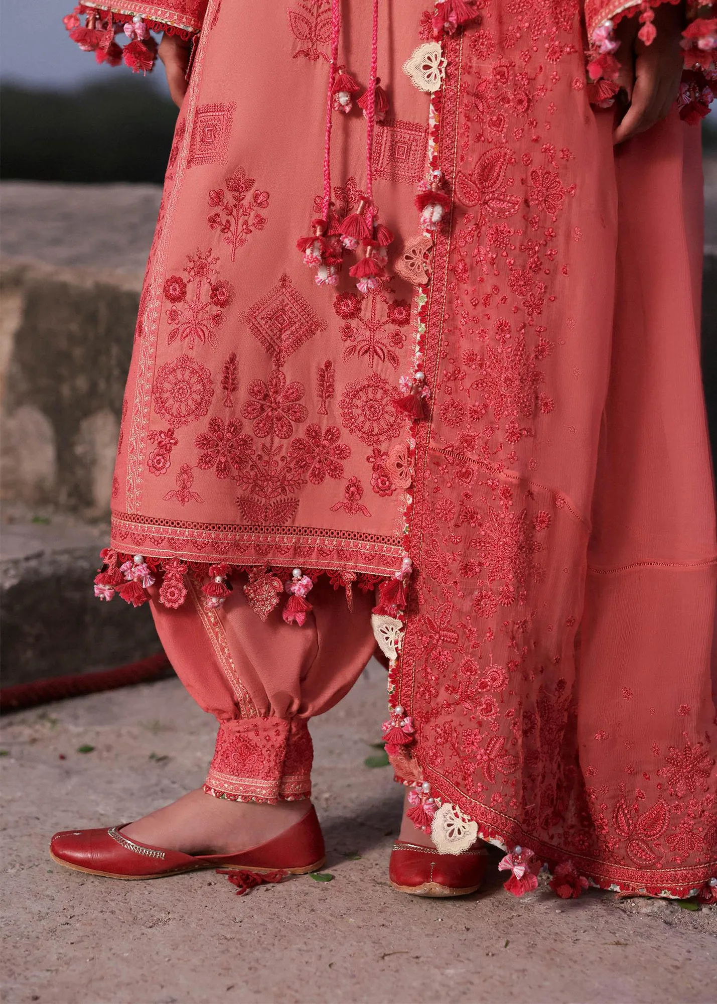 Hussain Rehar Karandi 25 Light Pink Chiffon – view 4 – Poshaq