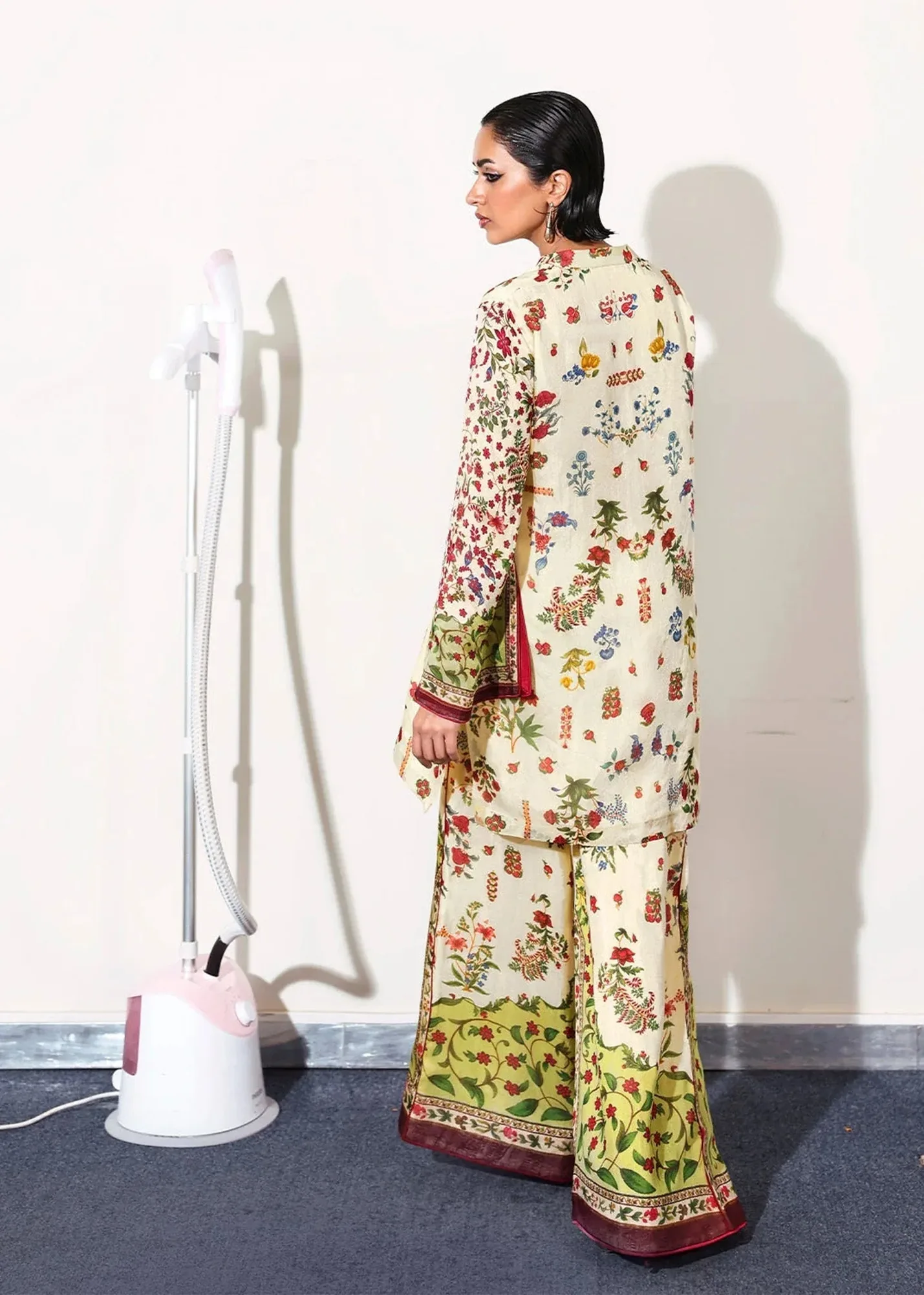 Hussain Rehar Pay Day Ivory Viscose – view 2 – Poshaq