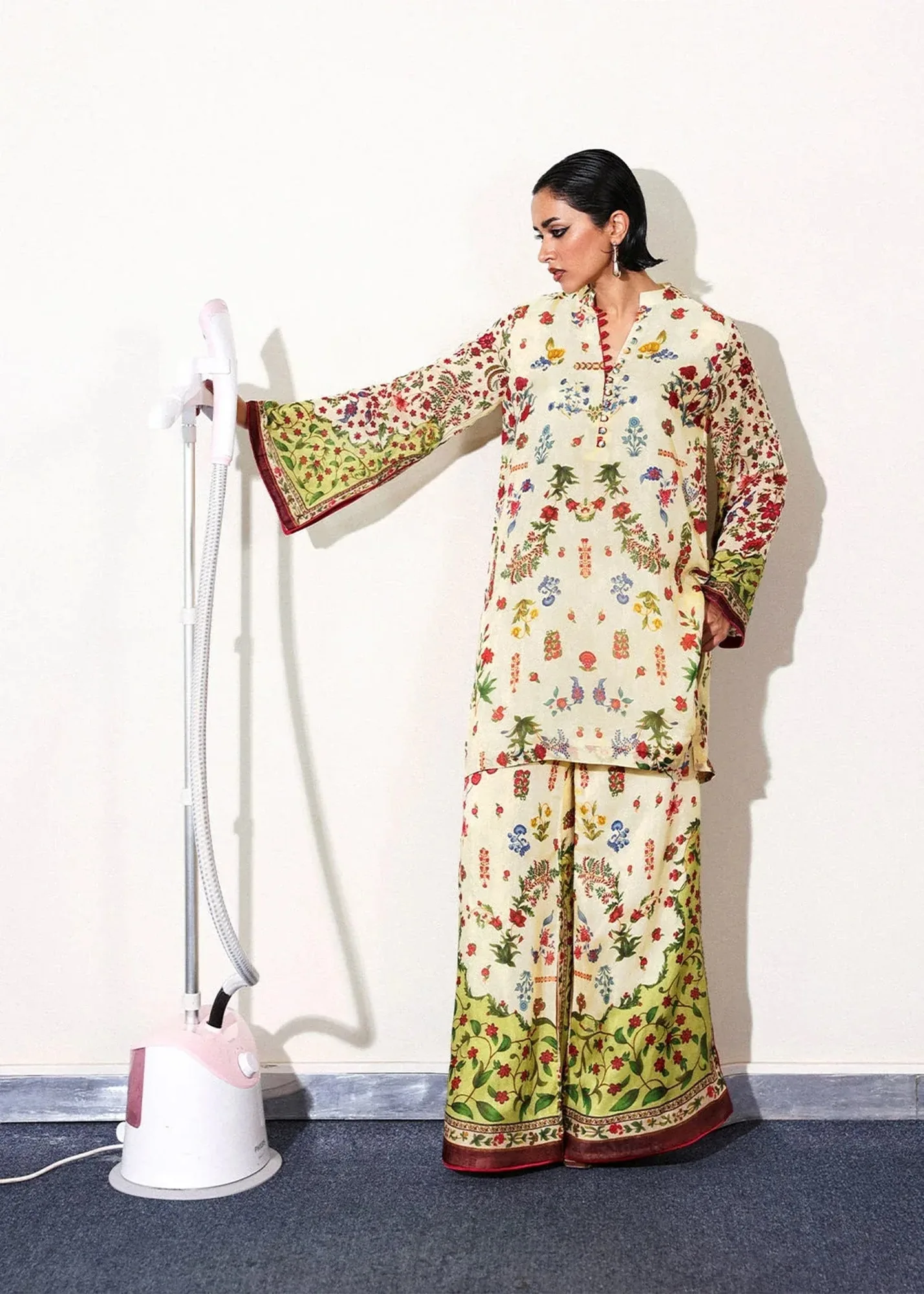 Hussain Rehar Pay Day Ivory Viscose – view 5 – Poshaq