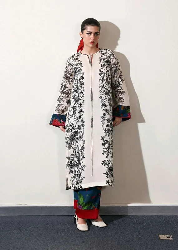 Hussain Rehar Pay Day Ivory Viscose – view 1 – Poshaq