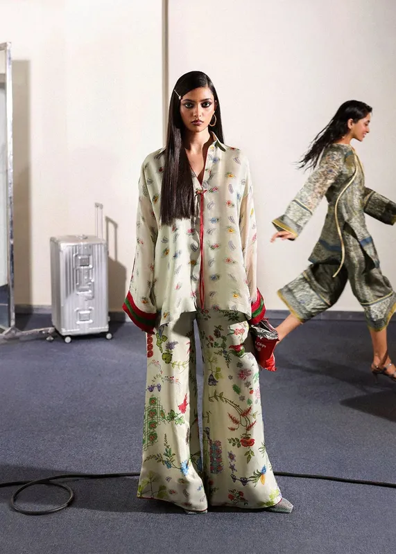 Hussain Rehar Pay Day Ivory Viscose – view 1 – Poshaq