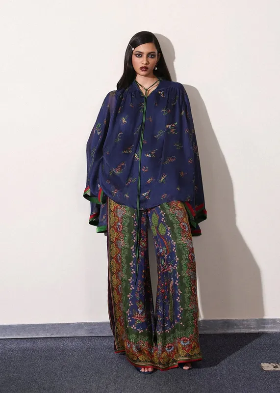 Hussain Rehar Pay Day Midnight Blue Viscose – view 1 – Poshaq