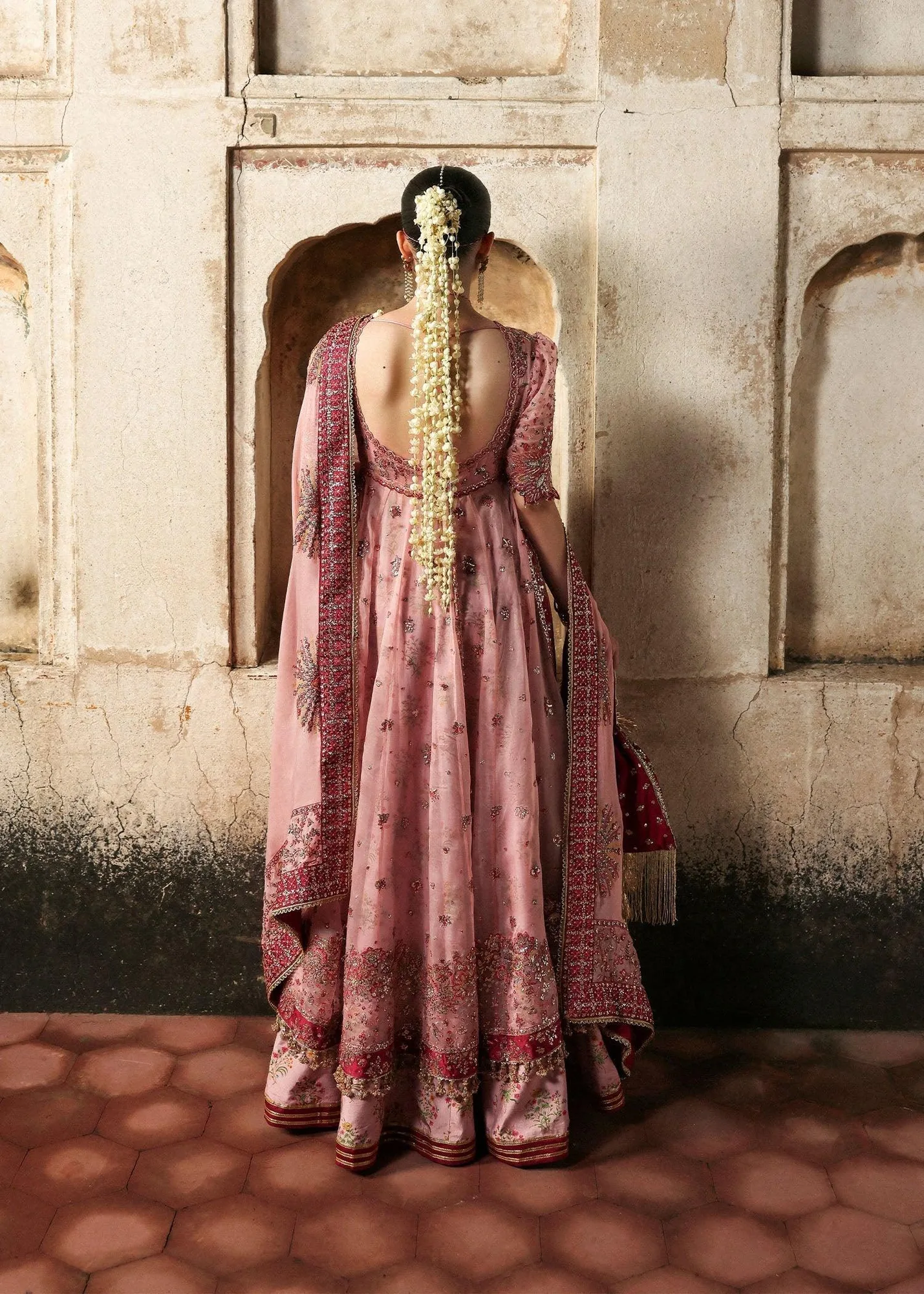 Hussain Rehar Massarat Formals 25 rose pink Raw Silk – view 2 – Poshaq