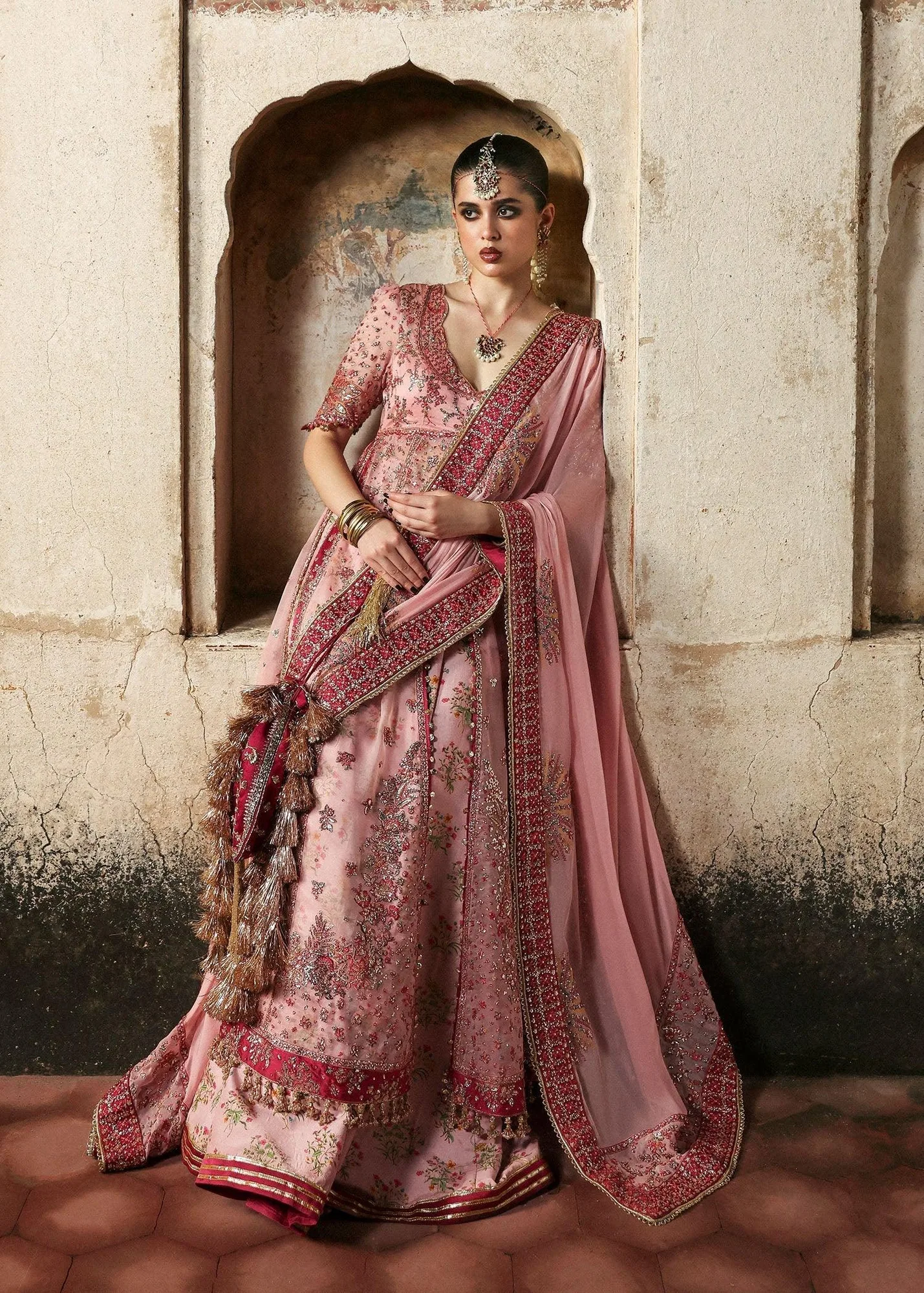 Hussain Rehar Massarat Formals 25 rose pink Raw Silk – view 4 – Poshaq