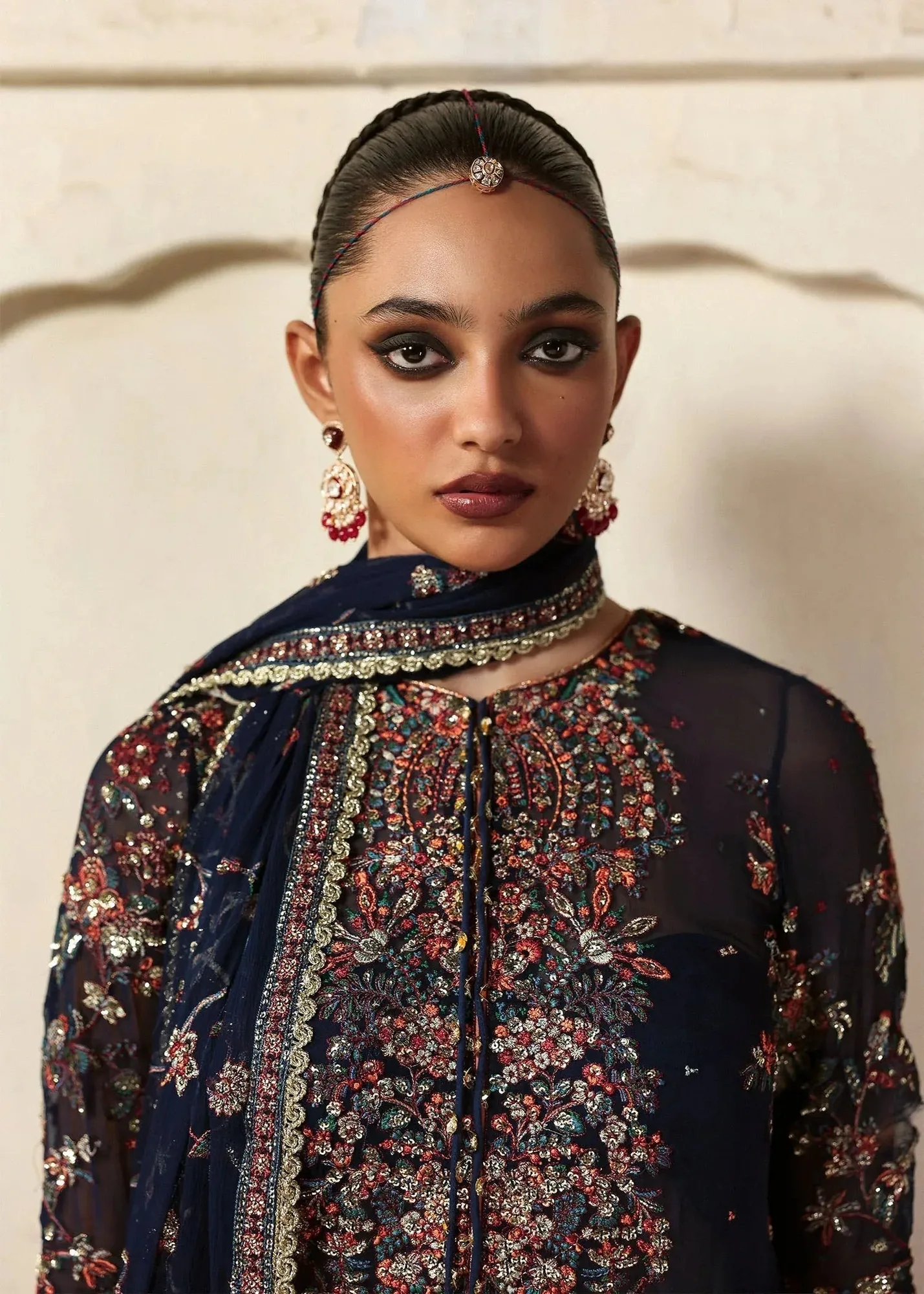 Hussain Rehar Massarat Formals 25 navy blue Raw Silk – view 4 – Poshaq
