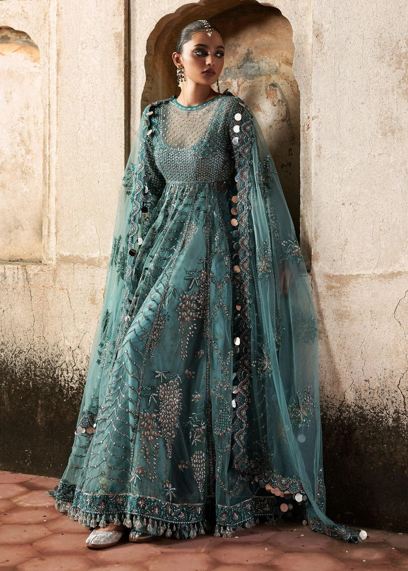 Hussain Rehar Massarat Formals 25 ice blue Raw Silk – view 1 – Poshaq