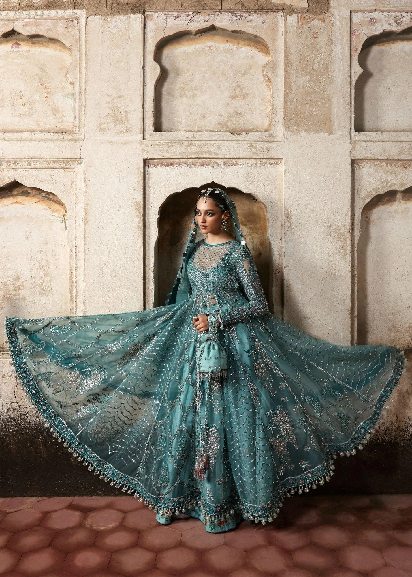 Hussain Rehar Massarat Formals 25 ice blue Raw Silk – view 4 – Poshaq