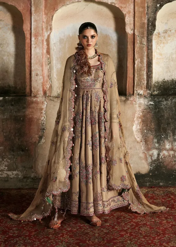 Hussain Rehar Massarat Formals 25 Beige Raw Silk – view 1 – Poshaq