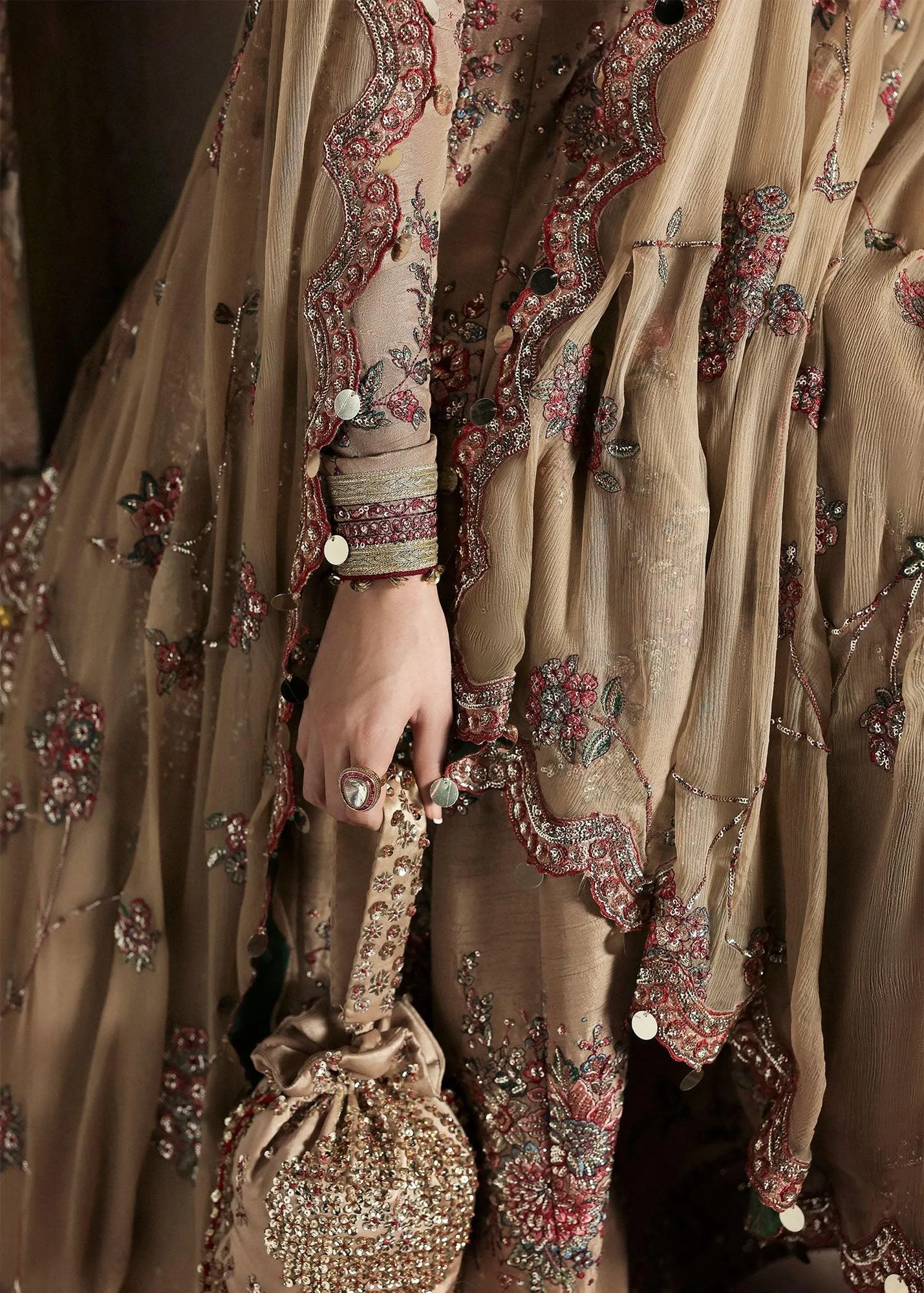 Hussain Rehar Massarat Formals 25 Beige Raw Silk – view 4 – Poshaq