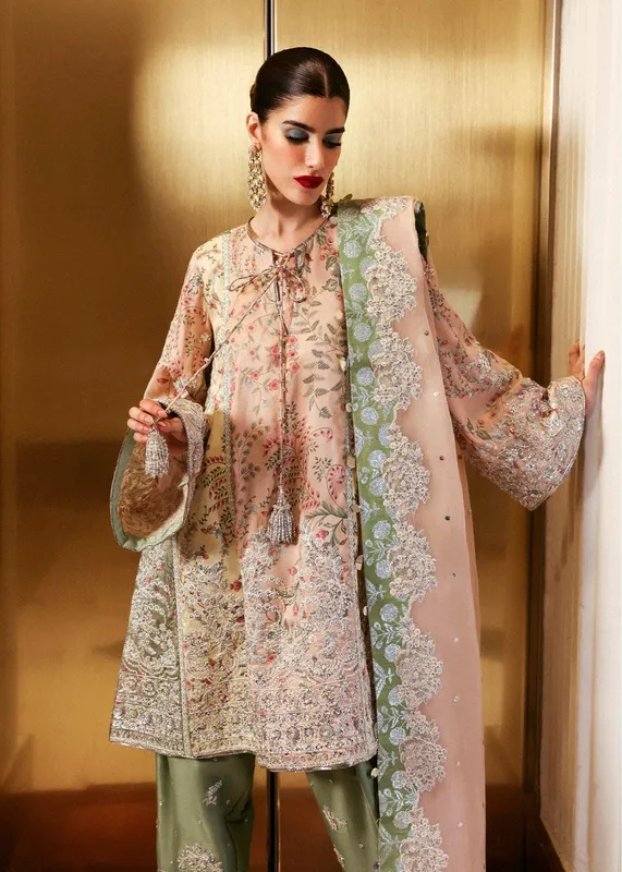 Hussain Rehar Light Skin Raw Silk – view 1 – Poshaq