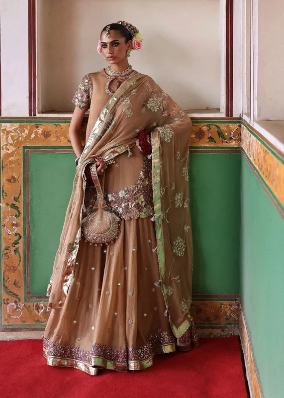 Hussain Rehar Gold Chiffon – view 1 – Poshaq