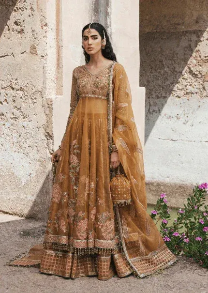 Hussain Rehar Luxury Collection Dijon Yellow Net – view 1 – Poshaq