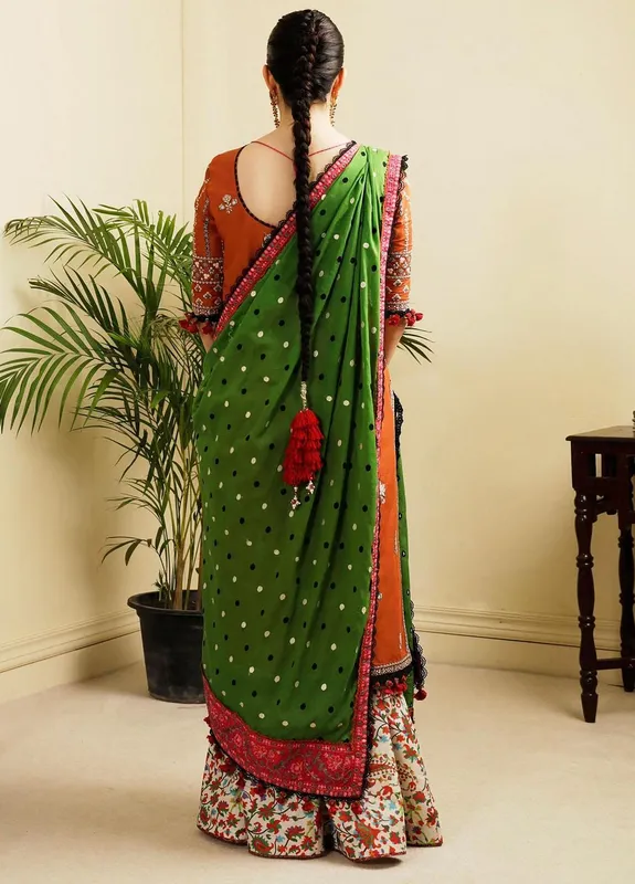 Hussain Rehar Embroidered Lawn Rust Cotton – view 1 – Poshaq