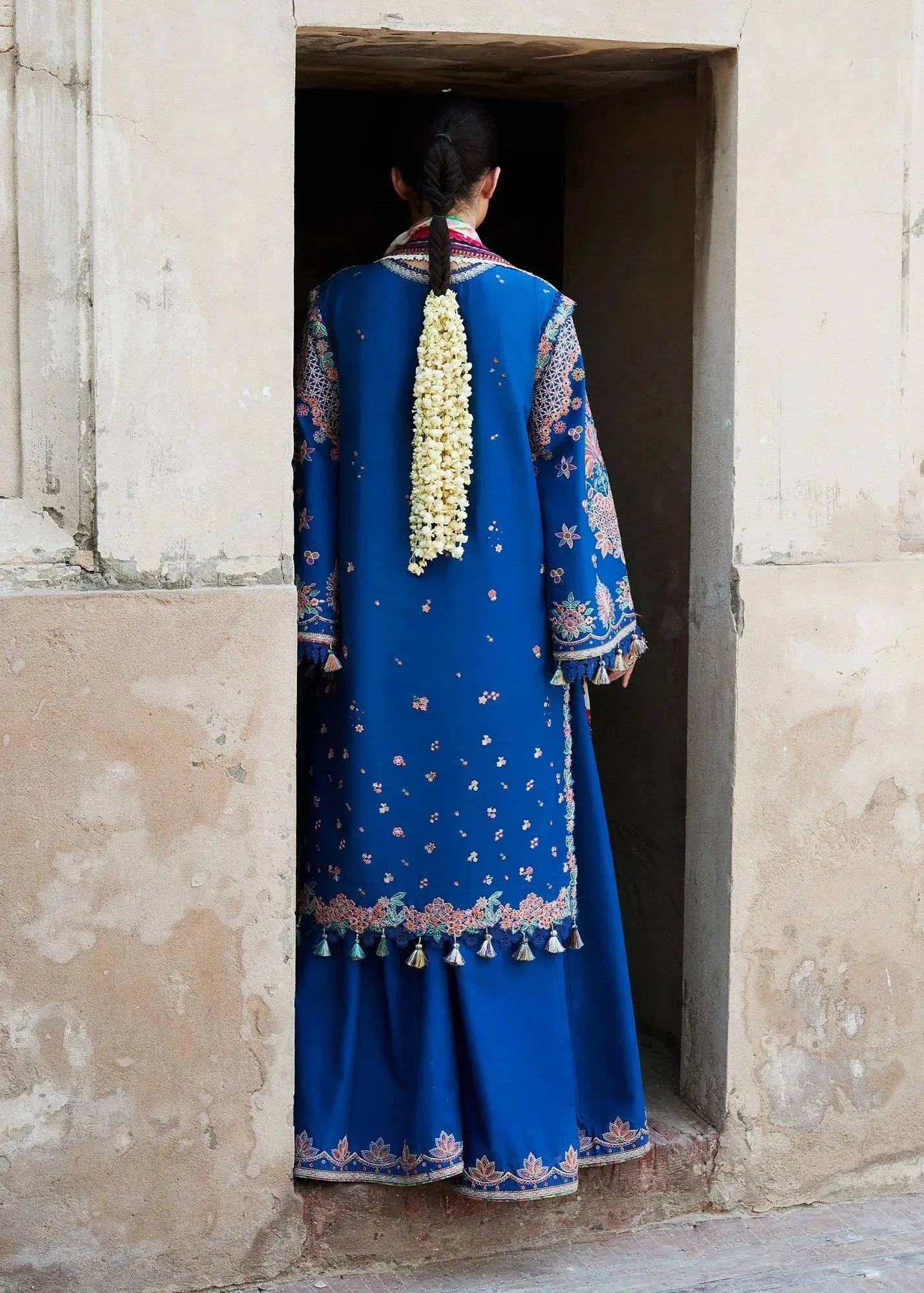Hussain Rehar Nirmal SS 25 Electric Blue Chiffon – view 2 – Poshaq