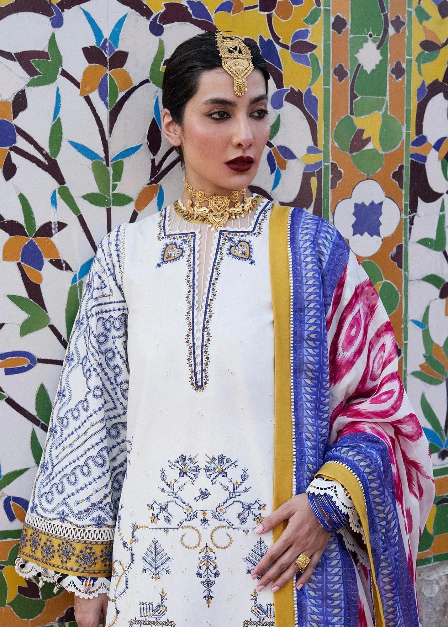 Hussain Rehar Nirmal SS 25 Off White Cotton – view 4 – Poshaq