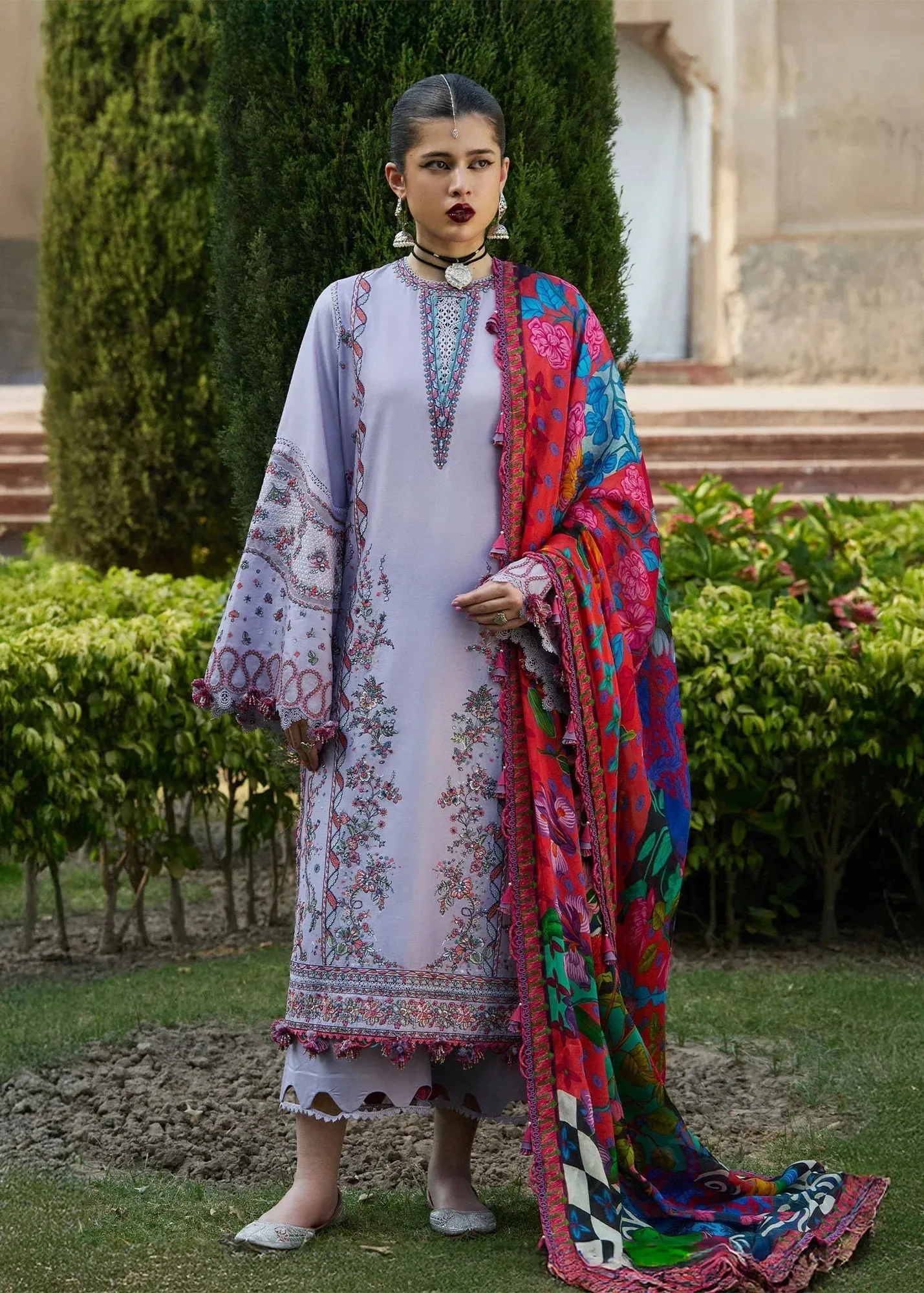 Hussain Rehar Nirmal SS 25 Light Lavender Cotton – view 1 – Poshaq