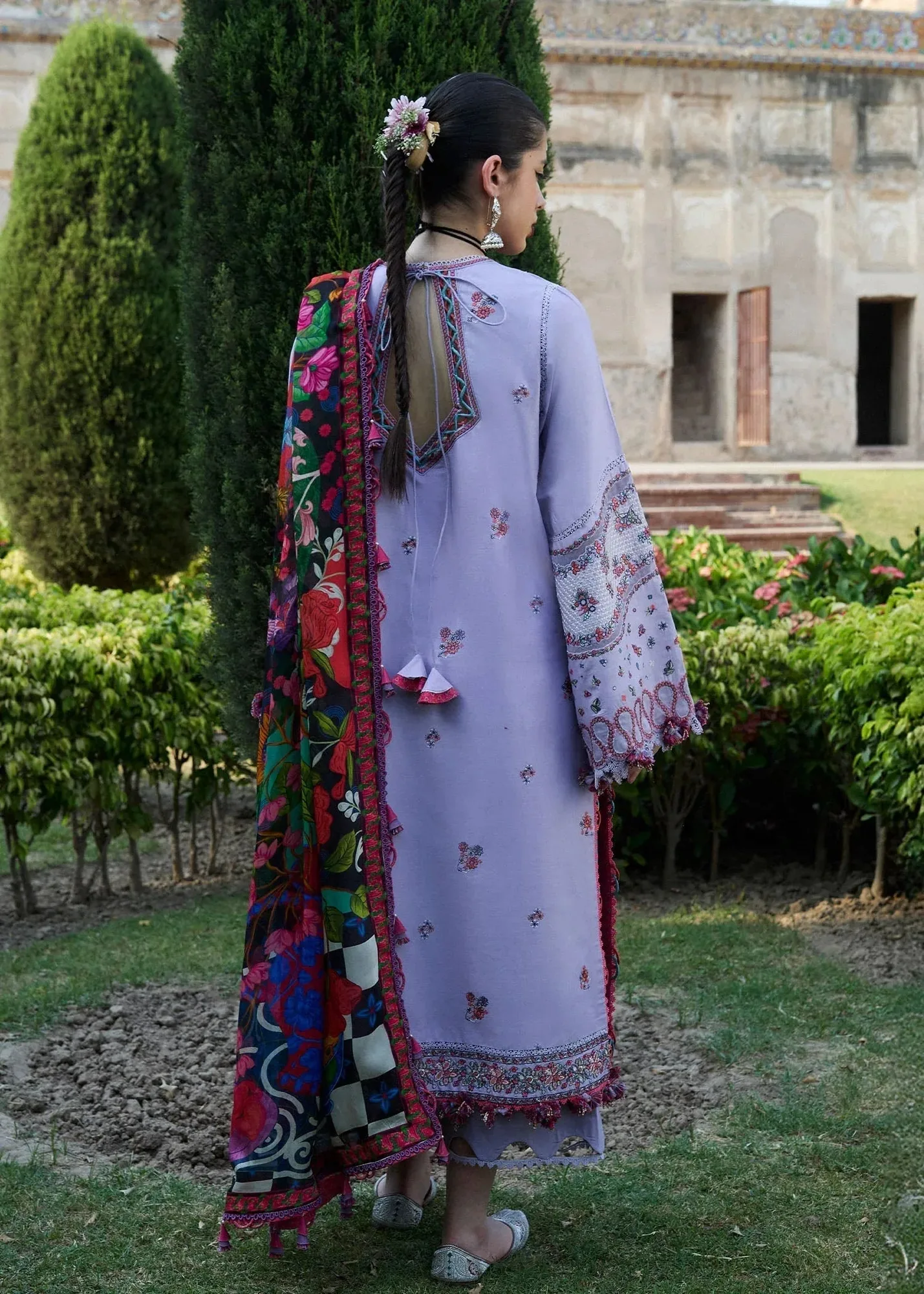 Hussain Rehar Nirmal SS 25 Light Lavender Cotton – view 2 – Poshaq