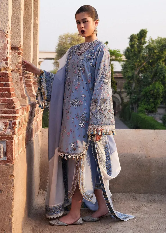 Hussain Rehar Nirmal SS 25 Light Lavender Organza – view 1 – Poshaq